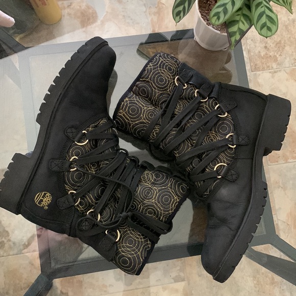 TIMBERLAND Guilted Golden Swirl Leather Lace-Up Boots - Picture 3 of 11